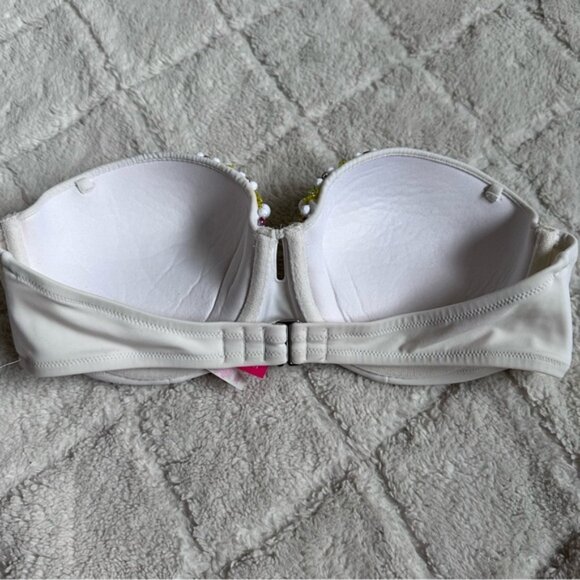Victoria's Secret | White and Yellow Floral Beaded Bikini Top | Size 36C - Picture 6 of 8